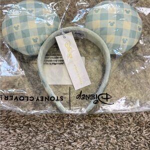 Stoney Clover Lane Light Blue Plaid Mickey Ear Headband New with Tags